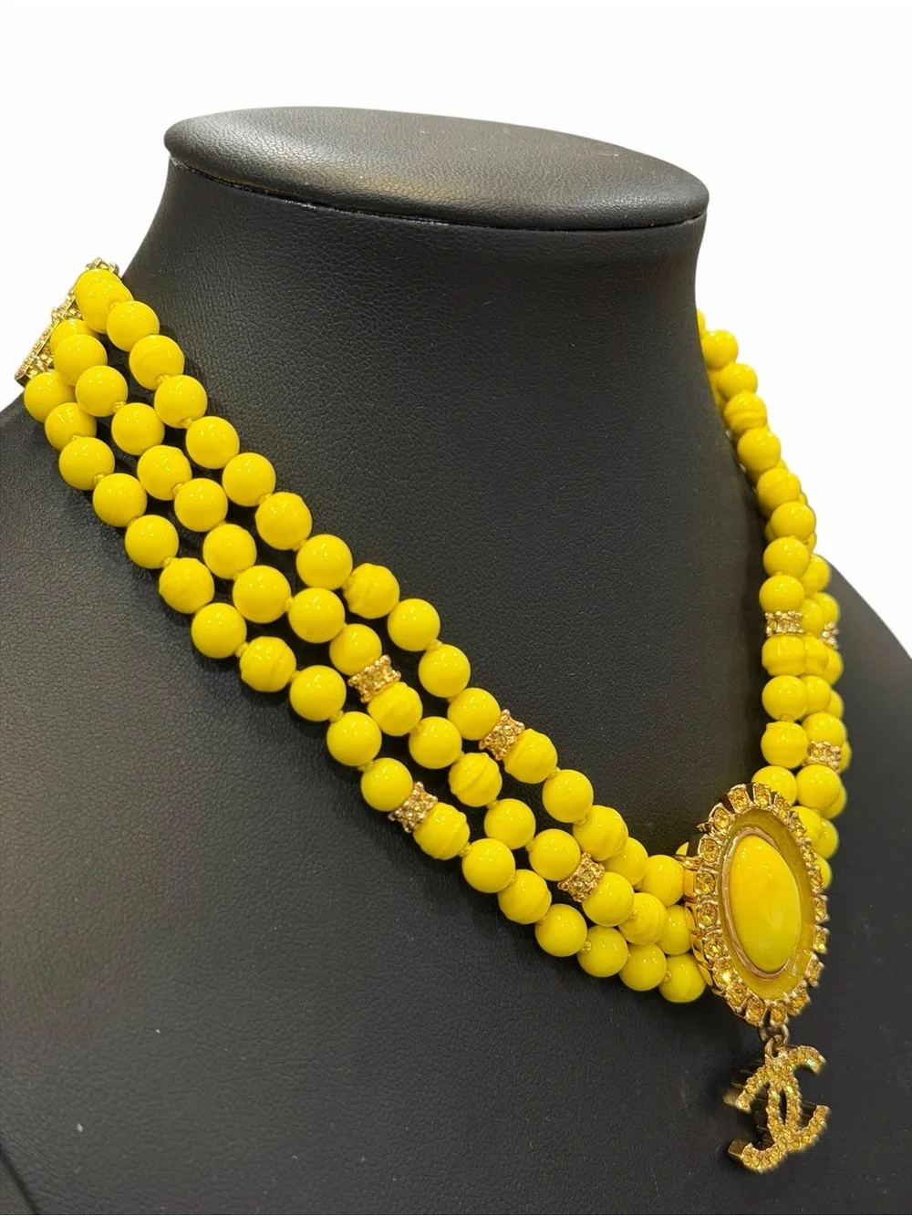 CHANEL Metiers d’Art Collection Yellow and Gold Beaded Statement Necklace